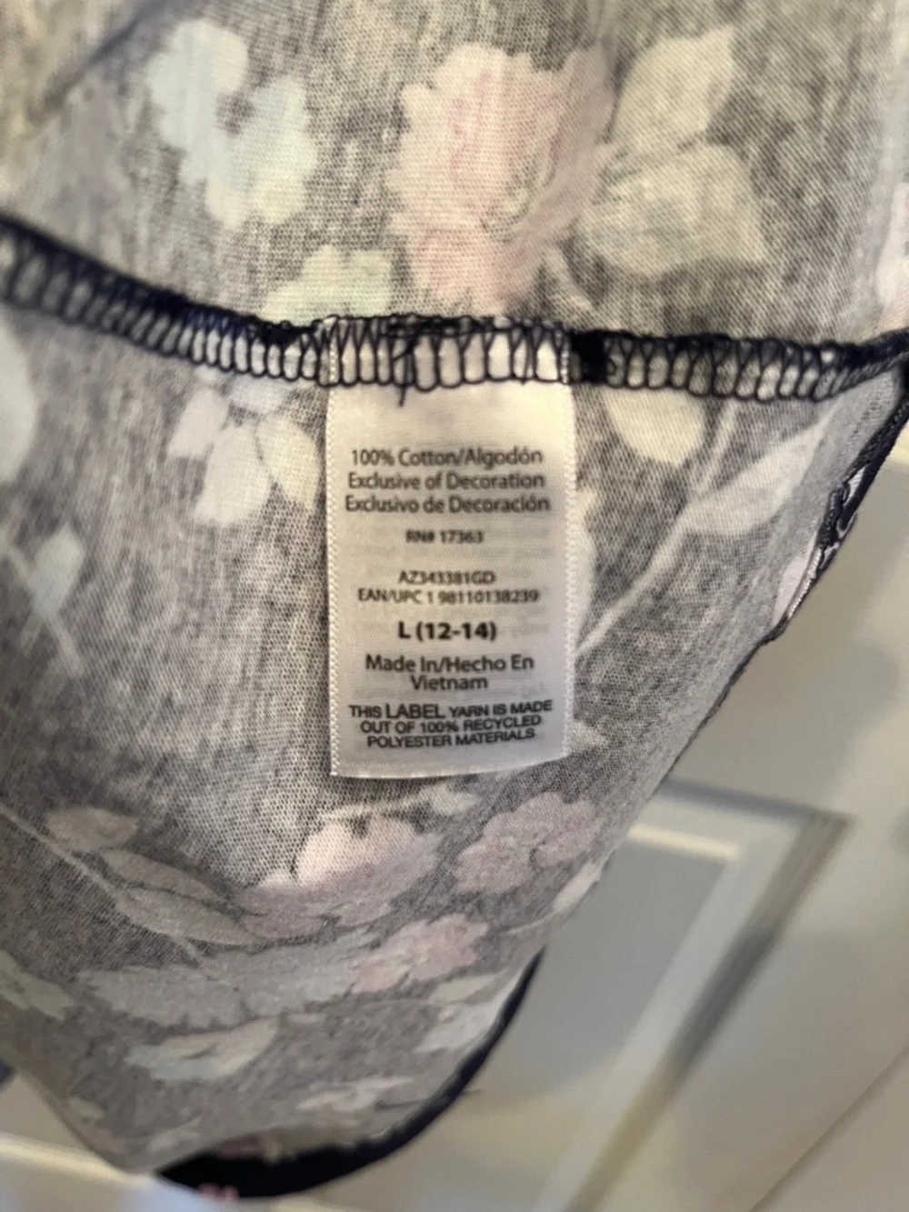 Aria Navy Floral Nightgown with Lavender & Teal Accents - Picture 6 of 7